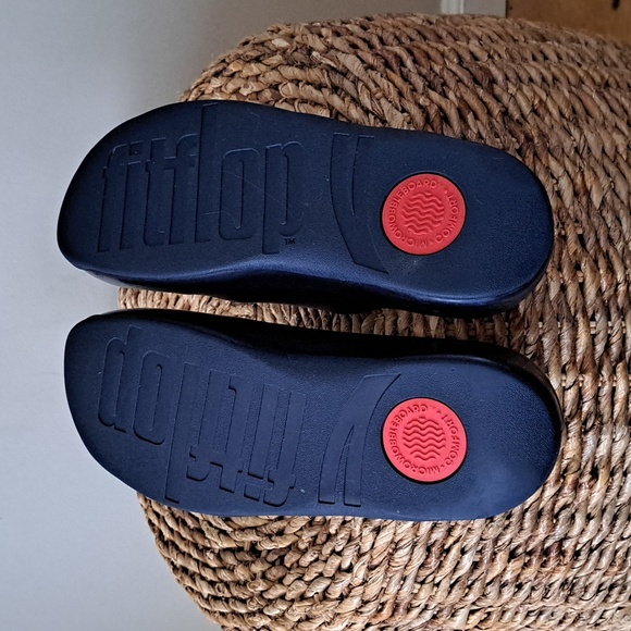 Fitflop Womens Shuv Navy Leather Athleisure/Casual Slip On Slide Mule Clogs S-9 - Picture 5 of 8
